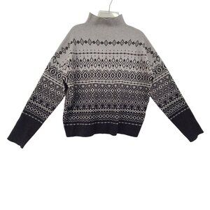 Joie Fair Isle Mock Neck Knit Sweater Size L Size S